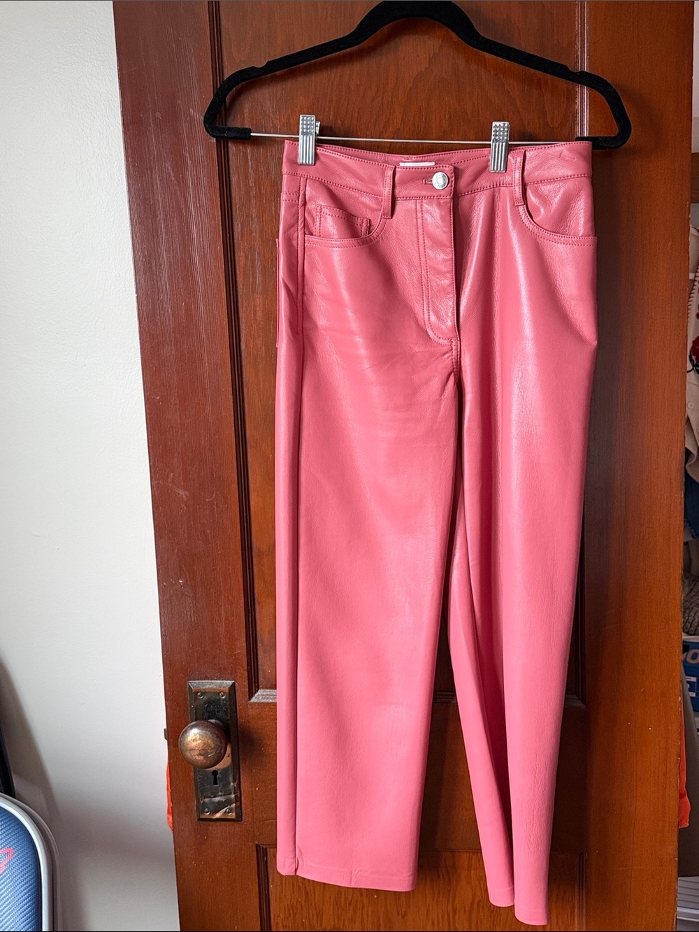 Aritzia Coral Pink Faux Leather Pants